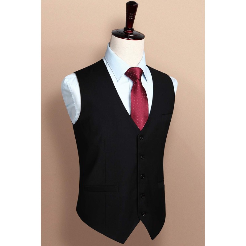 Hisdern Men's Formal Wedding Party Waistcoat, Plain Cotton Waistcoat -