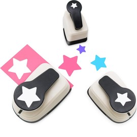 Lyaciomn 3 PCS Star Hole Punch, Star Punch, Star Paper Punch, White & Black Plastic+Metal Star Hole Puncher, Star Puncher for Crafts, Paper Punch for Crafting