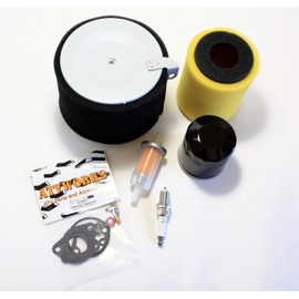 Compatible with Kawasaki Mule 600/610 (2004-2010) Tune Up Kit w/Oil Filter, Fuel Filter, (2) Air filters, Carburetor Rebuild Kit, and Spark Plug