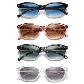 MODFANS Women Reading Glasses 4 Pack Sunglasses Readers Women Outdoor Blue Light Blocking Reading Glasses Anti Glare UV Filter Spring Hinge(Magnifying 2.0-Not Bifocals)