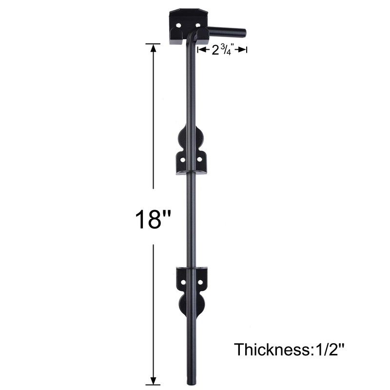 SANKINS 18" Cane Bolt Drop Rod Heavy Duty Hardware Black