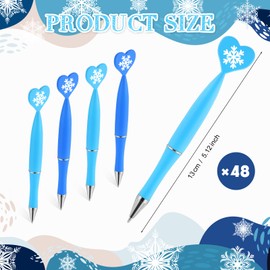 Seajan 48 Pcs Winter Snowflake Pens Bulk Winter Ballpoint Pens with Black Ink Snowflake Pattern Cute Appreciation Gifts Note Taking Office Supplies for School Coworkers Employee Staff
