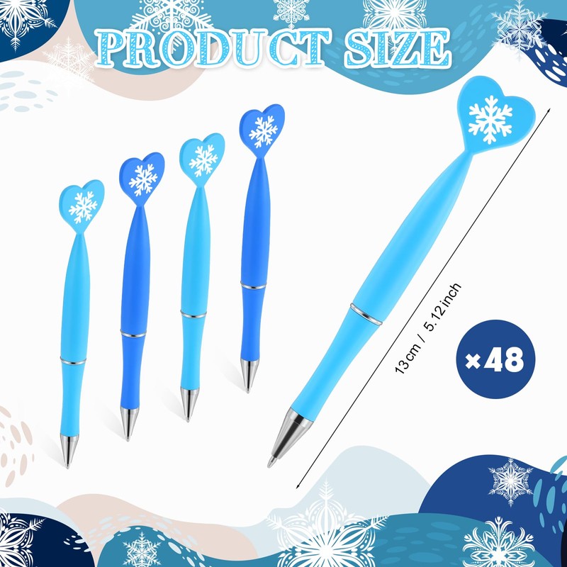 Seajan 48 Pcs Winter Snowflake Pens Bulk Winter Ballpoint Pens