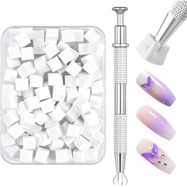 100Pcs Esponjas para Uñas Ombre con Pinza de Metal, Pinceles para Uñas Ombre, Esponja Cepillo Uñas, Esponja Pinceles, Utilizado para Crear una Varieda