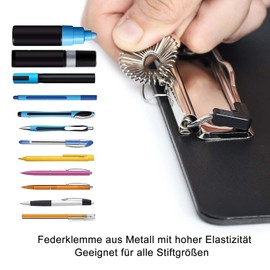 DoocliB Clipboard with Pen Holder, for Hanging, Clipboard A4, Retractable Hanging Eyelet, Writing Board for School Office (Black)