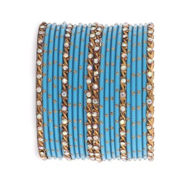 RIANGI Desi - Juego de 22 pulseras indias de Bollywood para mujer, accesorios de los años 80, pulseras de aleación de metal Churi, M-Circ 7.8 in-Indian Size 2.8-Dia 2.5 in, Metal, No es una piedra