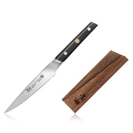 cangshan TC Series 1020922 sueco Sandvik 14 C28 N Acero Forjado 5-Inch dentado Utilidad Cuchillo y madera vaina Set