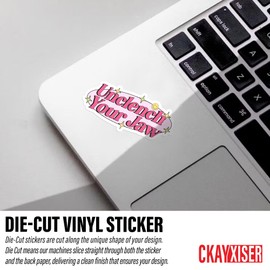 (3Pcs) Unclench Your Jaw Stickers Mental Health Stickers Therapy Decal Therapist Gift 2" Waterproof Die-Cut Vinyl Laptop Water Bottle Sticker Funny Birthday Gifts for Her Him 2 Inches