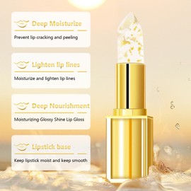 EOIRULA 2PCS Transferproof Color Changing Lipstick, Color Changing Lipstick Gold Foil for Women, Moisturizing Glossy Shine Lip Gloss, Deep Nourishment