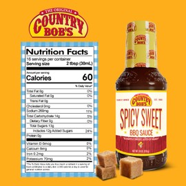 Country Bob's Spicy Sweet BBQ Sauce - Slightly Sweet, Lots Of Heat - A Flavorful Journey for Your Taste Buds - Made with Fresh Ingredients and Love! Fire Up the Grill and Delight in Every Bite - 18 oz