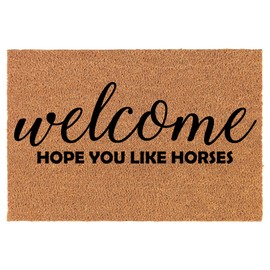 MIP Brand Doormat Natural Coco Coir Door Mat Welcome Hope You Like Horses (30" x 18")