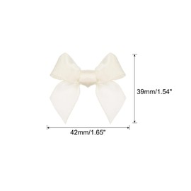 QUARKZMAN 50 Pieces Mini Fabric Bows Satin Ribbon Flower Bows for DIY Sewing Wedding Birthday Party Beige