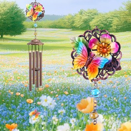 Butterfly Wind Chimes for Outside 32in, Butterfly Gifts for Mom, Grandma, Women, Friends, Sister, Girl, Female,Wife,Coworker for Birthday Thanksgiving Christmas Mothers Day