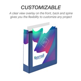 Samsill Economy 3 Ring View Binder, 2 Inch Round Ring – Holds 450 Sheets, PVC-Free / Non-Stick Customizable Cover, Dark Blue, 4 Pack