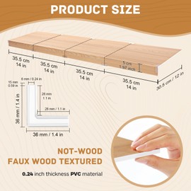 CroBlissful 8 Pcs Wire Shelf Cover Adjustable PVC Wood Wire Rack Covers for Pantry Faux Wooden Shelf Liners 12x14 Inch Moisture Proof Removable Closet Shelves with 7 Holders for Home Kitchen