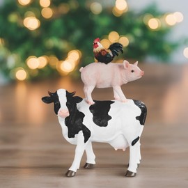 ICE ARMOR Hand Painted 11" H Cow, Pig & Hen Standing Figurine Statue Sculpture Ornament Decoration Home/Room Decor Ideas for Housewarming, Holidays and Birthdays Great Collectible