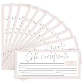 CIAEXRN Gift Certificates for Business, Light Pink Blank Gift Cards Certificates, Gifts for Salon Restaurants Spa Birthday Marriage Client Vouchers -06