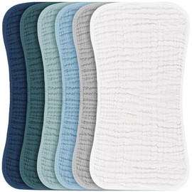 Konssy Muslin Baby Burp Cloths Sets for Unisex- 6 Pack Large 100% Cotton Burping Clothes for Newborn, Baby Girls and Boys