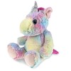 DolliBu Plush Unicorn Stuffed Animal - Soft Huggable Sitting Rainbow