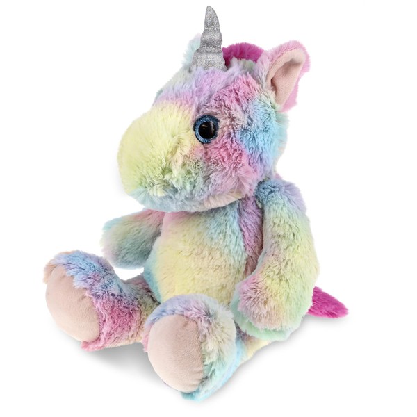 DolliBu Plush Unicorn Stuffed Animal - Soft Huggable Sitting Rainbow