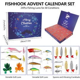 Hossom Angel Advent Calendar 2025 Men, 24 Fishing Bait Set, Fishing Calendar, Fishing Hooks, Fishing Lover, Christmas Calendar, Fishing Calendar Gift for Men, Father, Grandpa, Brother, Friend