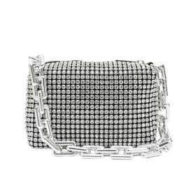 CORIOS Rhinestone Evening Bag for Women Rhinestone Clutch Bag Bling Diamond Handbag Small Bag Elegant Shoulder Bag Women's Chain Shoulder Bag for Wedding Banquet Party Prom, black, Retro