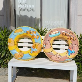 Kids' Capybara Cartoon Inflatable Swim Ring (Armpit Ring) - Round Swimming Tube [Blue] +80 [Suitable for 10-15 years, 70-90 Geun] 3ea