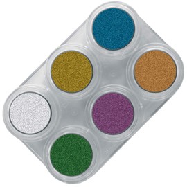 Grimas Professional Make-Up Palette Water Make-Up Palette M6, Metallic High Gloss Colours 6 x 2.5 ml, High-Quality Metallic Children's Make-Up / Water-Based Carnival Make-Up (WMU6M-M6)
