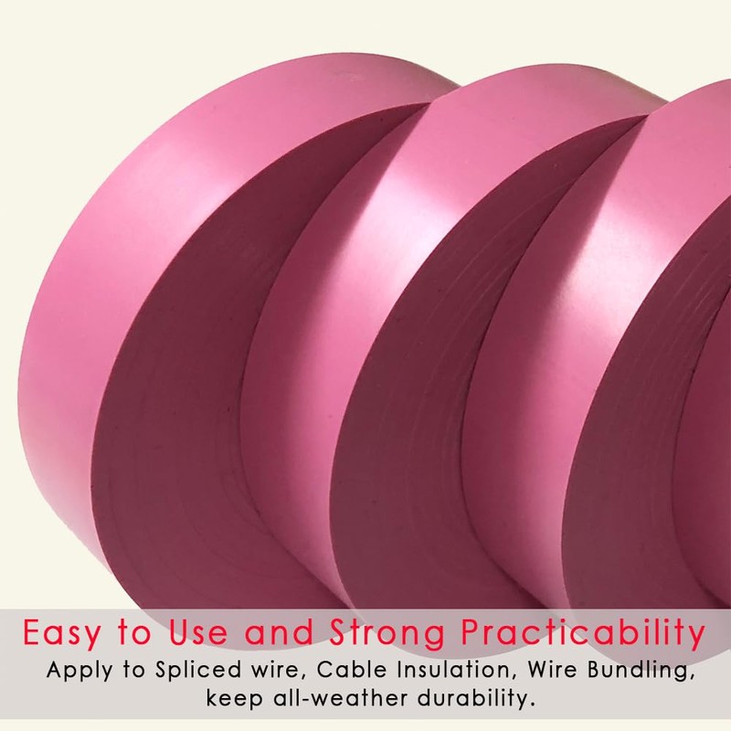 LYLTECH Pink Electrical Tape, 66 feet x 3/4 inch,Waterproof,Strong Adhesive,