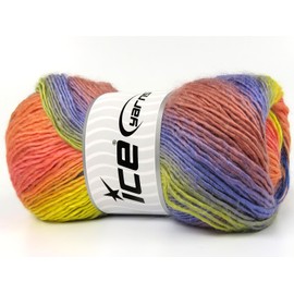 Lot of 4 x 100gr Skeins Ice Yarns Lana Bella (30% Wool) Yarn Salmon Shades Yellow Lilac Blue