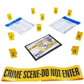Kobe1 Crime Scene Barrier Tape,Do Not Enter (6mx1),Evidence Collection Bags (x2),Photo Evidence Markers, Frames(Cardstock:1 to 10),(7cm x 4cm Folded)