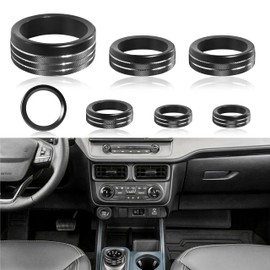SENSHINE Knob Cover for Ford Maverick Accessories 2022 2023 2024 Air Conditioner Headlight Control Engine Start Stop Button Ring Center Console 4WD Gear Shift Switch Volume Knob Covers 7Pcs (Black)