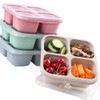 4-Compartment Meal Prep Containers with Lids, Set of 4, Multi-Colour