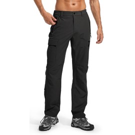 Wespornow Men's-Hiking-Pants Lightweight Water Resistant Quick Dry Outdoor Pants for Fishing Travel Camping (Black, 38W x 30L)