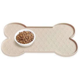 PWTAA Dog Food Mat Anti-Slip Silicone Dog Bowl Mat Thicker Pet Placemat Waterproof Cat Feeder Pad with Raised Edge Puppy Kitten Feeding Mats Suitable Small Medium-Sized Dogs Cats Eating Tray