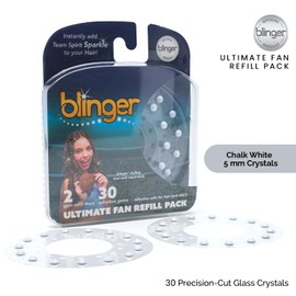 blinger® Ultimate Fan Refill Pack of 30 Dazzling Hair-Safe Gems - White – as seen on Shark Tank | Hair-Safe Bedazzler Gem Stamper for all the Sports Lovers | Fun Gift, Game Days, Sports