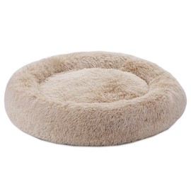 Saicool Dog Beds Cat Bed for Small Medium Large Dogs Pet Bed Donut Round Soft Fuzzy Calming Machine Washable Sleeping Bed for Dogs & Cats Multiple Sizes (Medium, Beige)