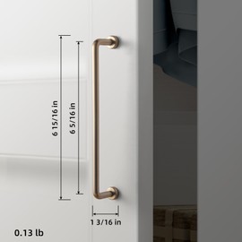 Goo-Ki 6 Pack 6 5/16" Center to Center Champagne Bronze Modern Cabinet Pulls Solid Contemporary Home Improvement Hardware Drawer Pulls Zinc Alloy Kitchen Handles