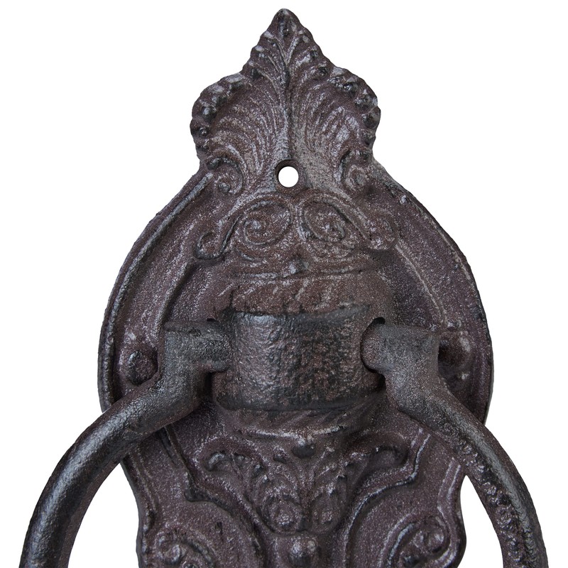 Relaxdays Antique Knocker, Cast Iron, Embellished Knocking Ring, For Front