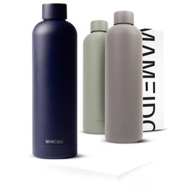 MAMEIDO Stainless Steel Drinking Bottle, 750 ml, 500 ml & 1 Litre, Leak-Proof Thermos Flask, Suitable for Carbonated Drinks, BPA-Free, Insulated Flask for 12 Hours Hot and 24 Hours Cold (Dark Night,