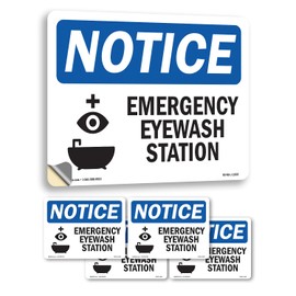 Emergency Eyewash Station With Symbol OSHA Notice Vinyl Decal Label 24 Inch x 18 Inch - 5 Pack