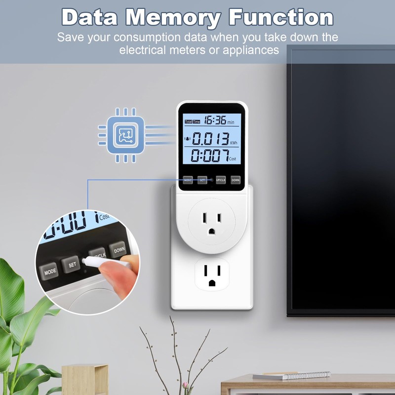 2 Pack Upgraded Watt Meter, Power Meter Plug Electricity Usage