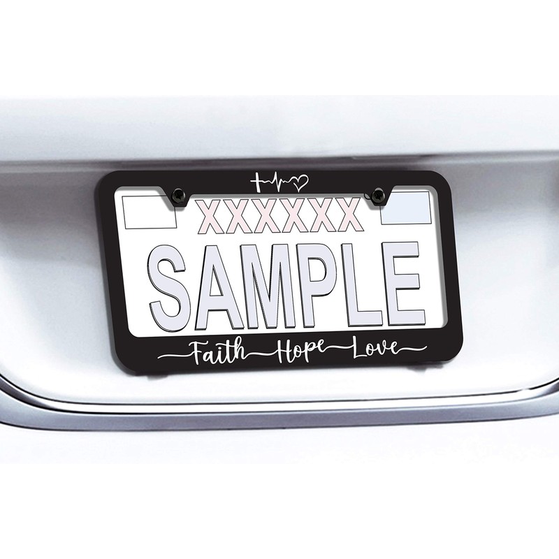 BARON-JEWELRY Faith License Plate Frame Holder - Faith Hope Love