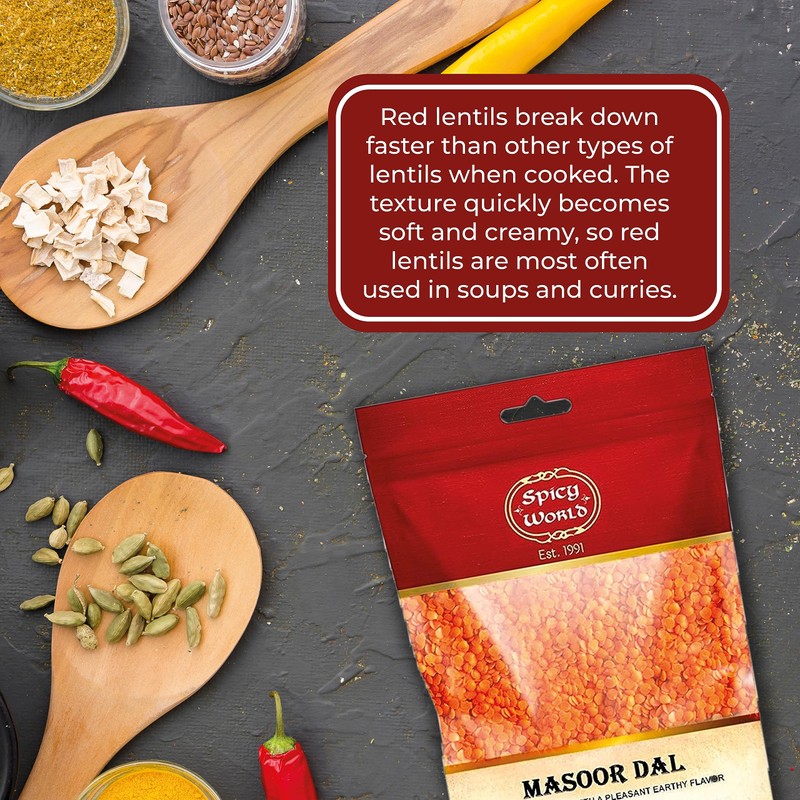 Masoor Dal 2 Pound Bag (32 oz) - Red Lentils