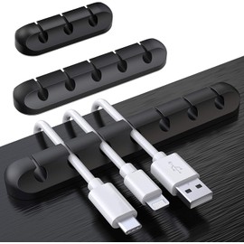 SOULWIT Cable Holder Clips, 3-Pack Cable Management Cord Organizer Clips Silicone Self Adhesive for Desktop USB Charging Cable Nightstand Power Cord Mouse Cable Wire PC Office Home