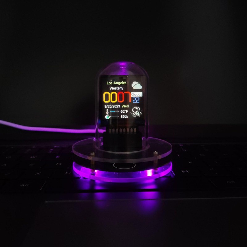 ViaGasaFamido Nixie Tube Clock Cyberpunk Decor 12/24 Hour Display with