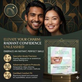 Temporary Dentures & Cosmetic Teeth Covers, Comfort Fit Snap-On Smile Veneers for Men and Women, Ultra-Thin Natural Looking Restoration Kit to Cover Gapped, Chipped or Yellowish Teeth