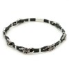 [One] Silver Flare Leather Choker Black Leather Cord Necklace for