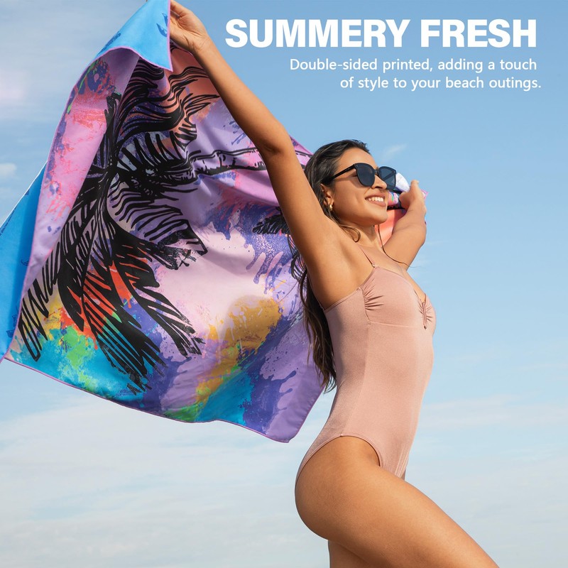 Winthome Beach Towel, Extra Large Microfibre Beach Towel for Adult,