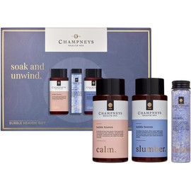Champney Health Spa - Bubble Heaven Calming Ritual Bath Gift Set | Slumber Bubble Heaven - 300mL, Calm Bubble Heaven - 300mL, Slumber Seal Salt - 100g | Imperfect Box & Seal